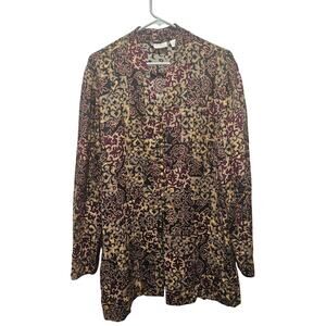 Dana Buchman 100% Silk Boho Paisley Tunic Top Mob Wife Dark Romantic Women’s XL